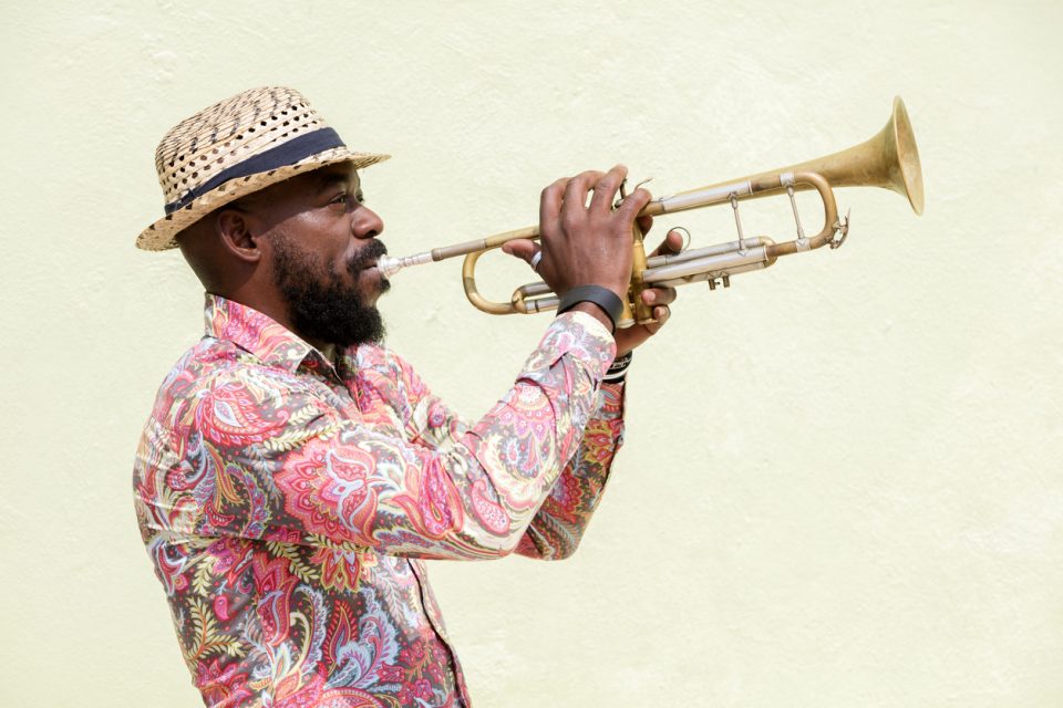 musician playing trumpet at the Lincoln Park Music Festival