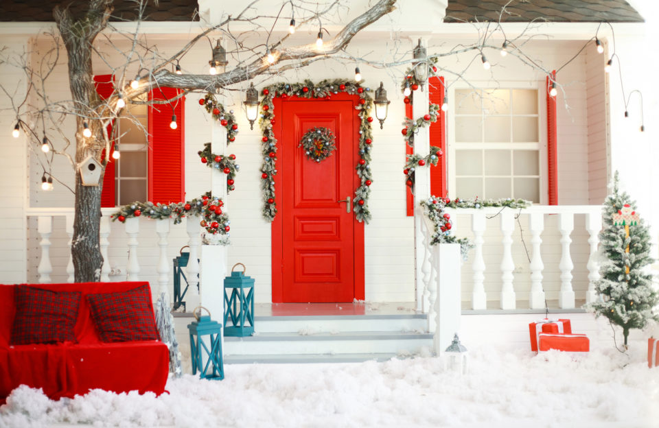 Background of christmas decorative house new year winter traditional celebration