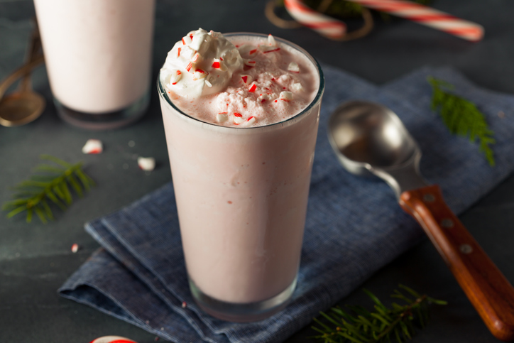 Candy Cane Peppermint Milkshake Ready for Christmas